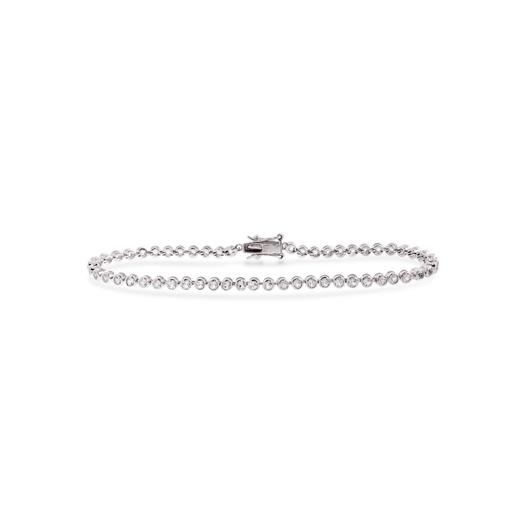 stone and strand Silver White Topaz Tennis Bracelet