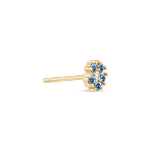 Stone And Strand Small Blue Sapphire And Diamond Flower Stud
