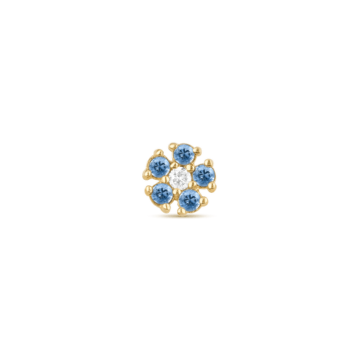 stone and strand Small Blue Sapphire and Diamond Flower Stud