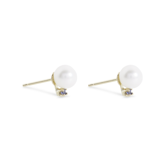 Stone And Strand Small Pearl And Sapphire Stud Earrings