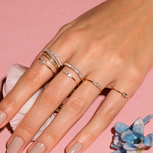 Stone And Strand Baguette Diamond Flower Ring