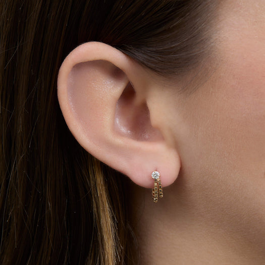 Stone And Strand Block Chain Front To Back Earring