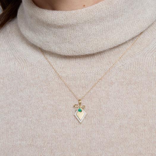 Stone And Strand Bow Nouveau Diamond Tag Necklace