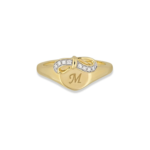 stone and strand Bow Nouveau Signet Ring