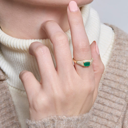 Stone And Strand Claudia Emerald Signet Ring