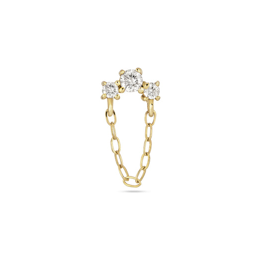 stone and strand Dainty Diamond Trio Chain Stud