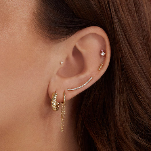 Stone And Strand Dainty Gold Brioche Huggies