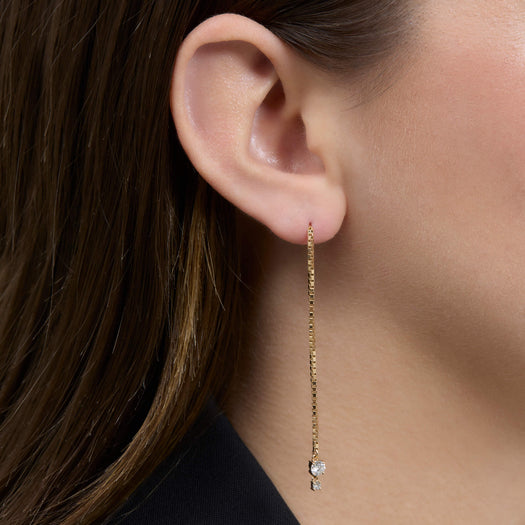 Stone And Strand Diamond Block Chain Drop Earring