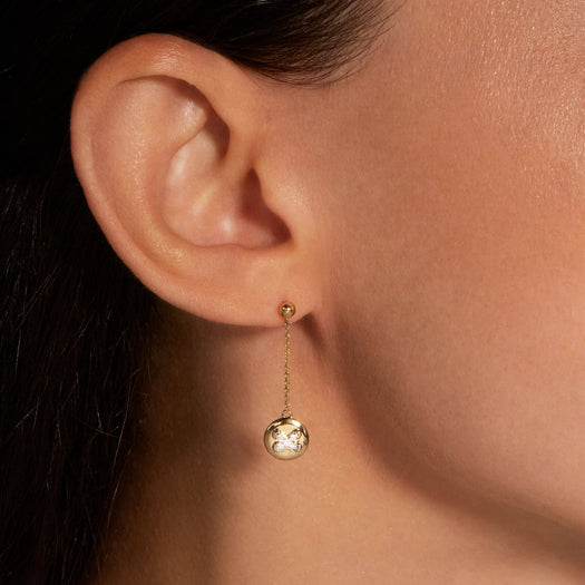 Stone And Strand Diamond Button Drop Earrings