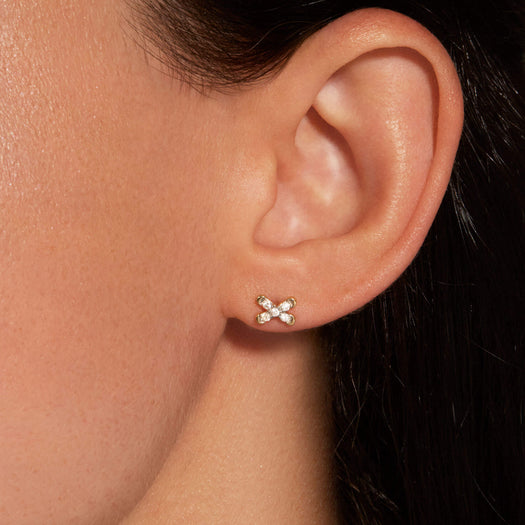 Stone And Strand Diamond Cross Stitch Studs