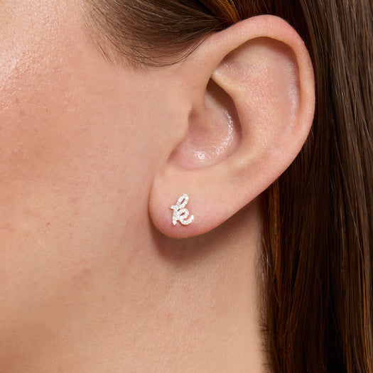 Stone And Strand Diamond Cursive Initial Stud