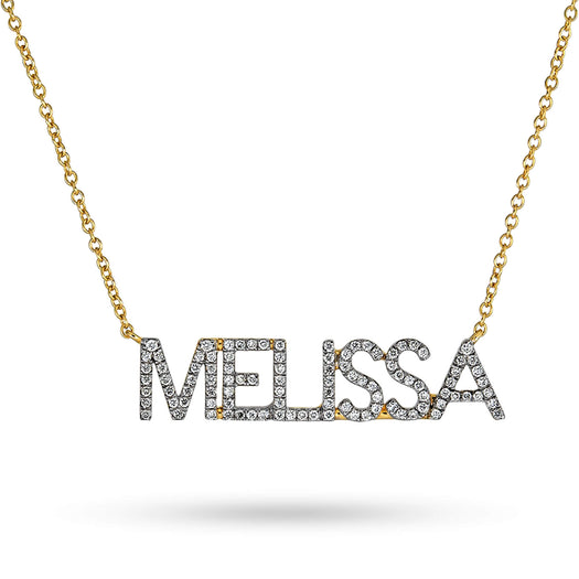 stone and strand Diamond Name Drop Necklace