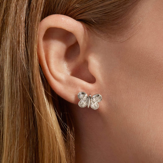 Stone And Strand Diamond Puff Butterfly Studs