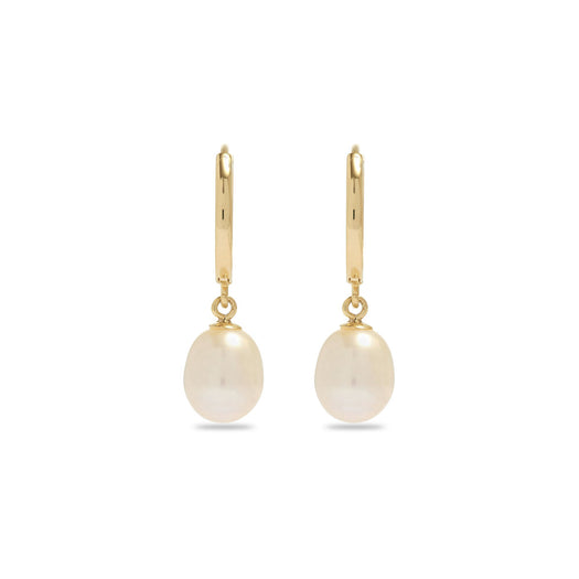 Stone And Strand Elliptical Pearl Huggies