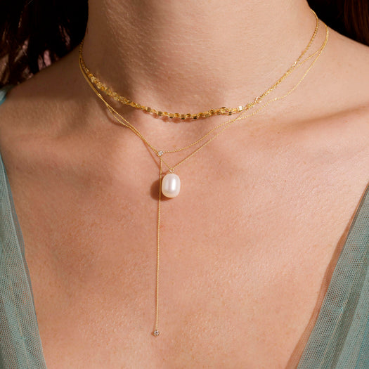 Stone And Strand Elliptical Pearl Pendant Necklace