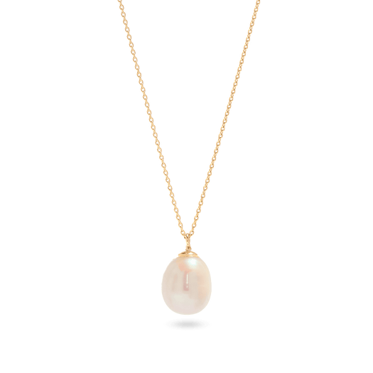 stone and strand Elliptical Pearl Pendant Necklace