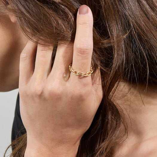 Stone And Strand Elongated Cable Link Ring