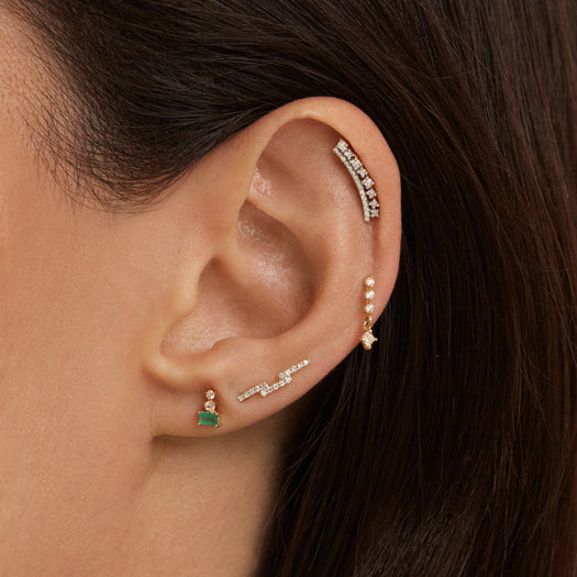 Stone And Strand Emerald Triple Stacked Stud