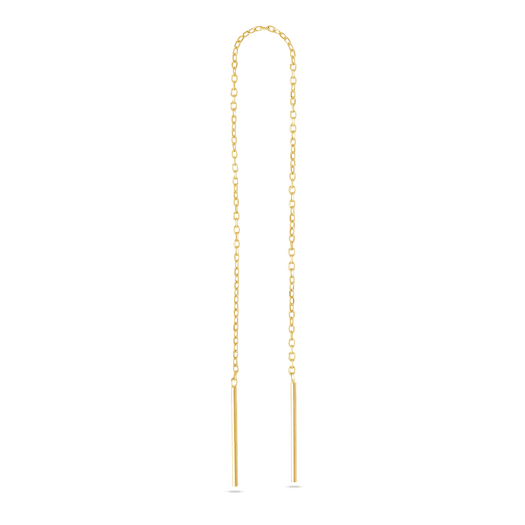 stone and strand Extra Long Gold Threader Earring