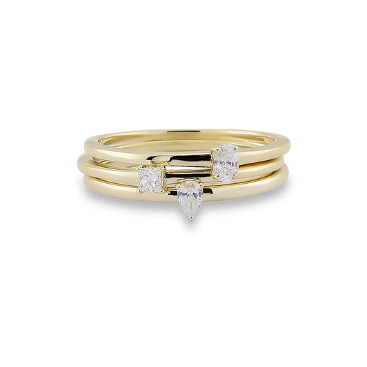 stone and strand Fancy Diamond Stacking Ring Set