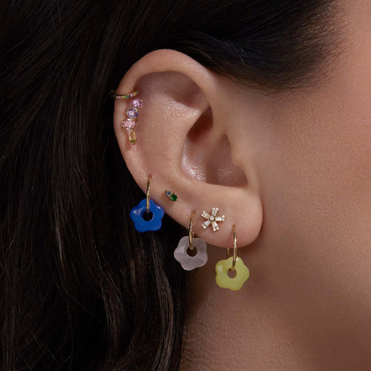 Stone And Strand Flower Hoop Charms Set