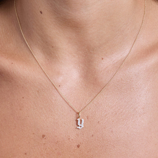 Stone And Strand Gothic Pave Initial Necklace