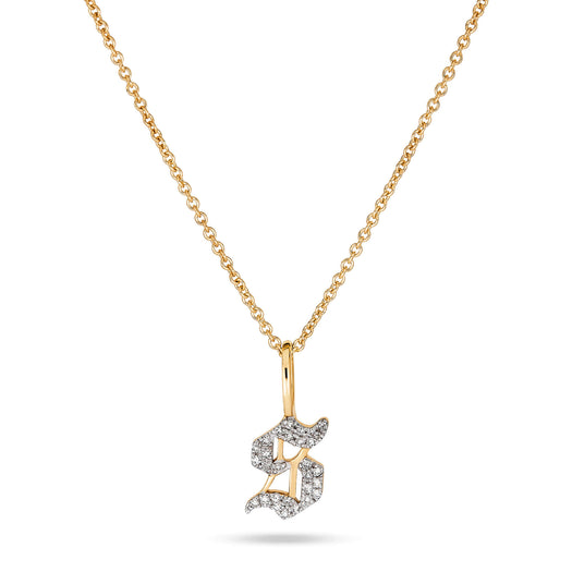 stone and strand Gothic Pave Initial Necklace