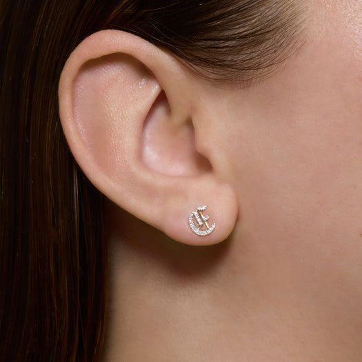 Stone And Strand Gothic Pave Initial Stud