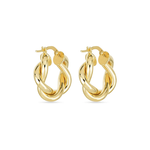 Stone And Strand In A Twist Gold Hoops