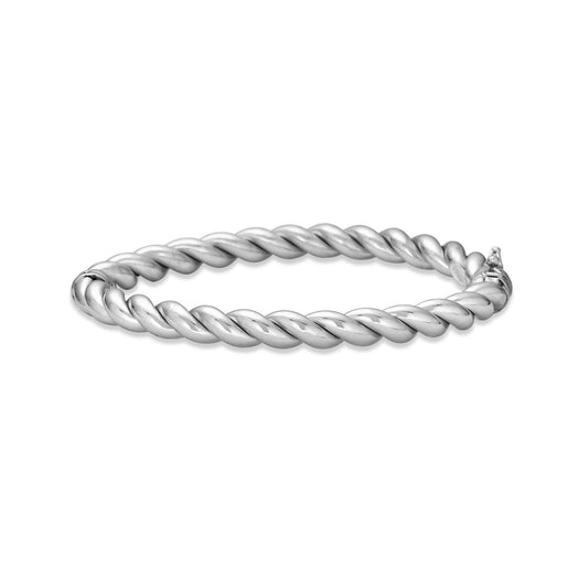 stone and strand In A Twist Silver Bangle