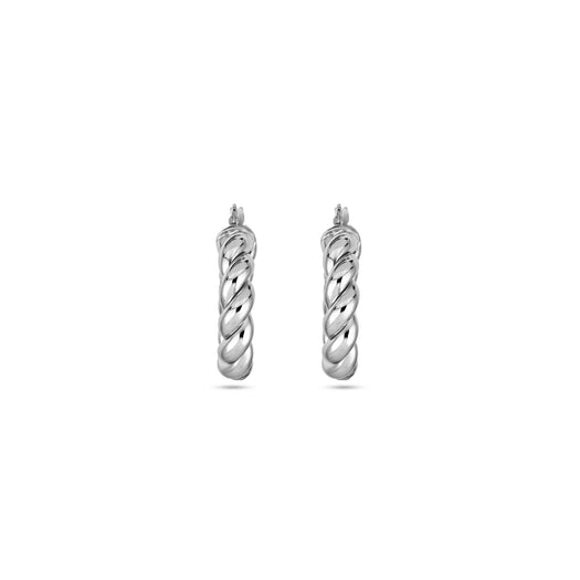 Stone And Strand In A Twist Silver Hoops