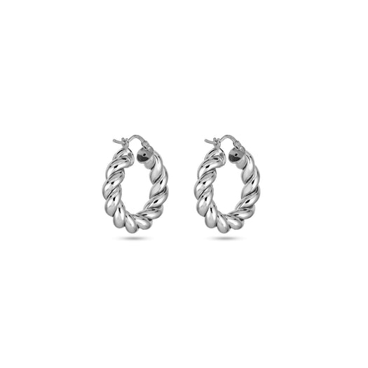 Stone And Strand In A Twist Silver Hoops