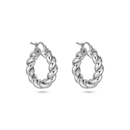stone and strand In A Twist Silver Hoops