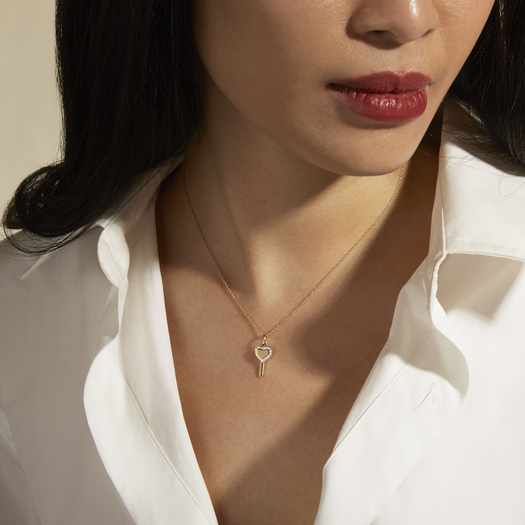 Stone And Strand Key To My Heart Pave Necklace