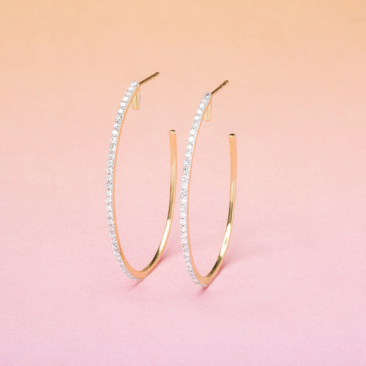 Stone And Strand Large Pave Oval Hoop Earrings
