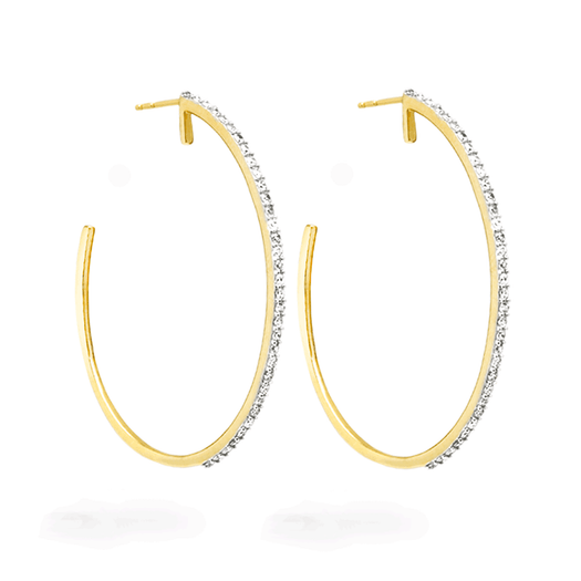 stone and strand Large Pave Oval Hoop Earrings