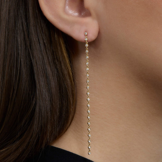 Stone And Strand Long Diamond Stream Earring