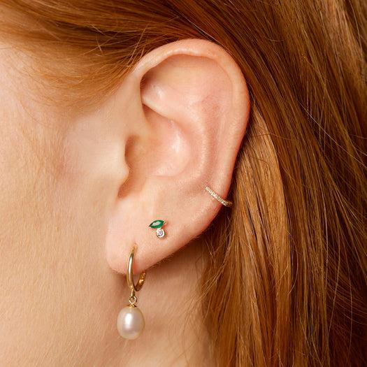 Stone And Strand Marquise Emerald And Diamond Stud