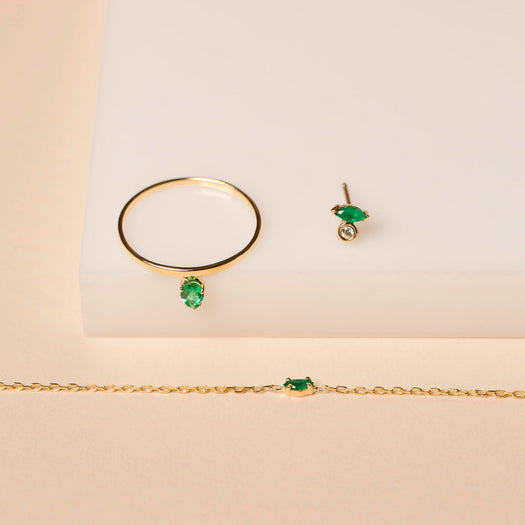 Stone And Strand Marquise Emerald And Diamond Stud