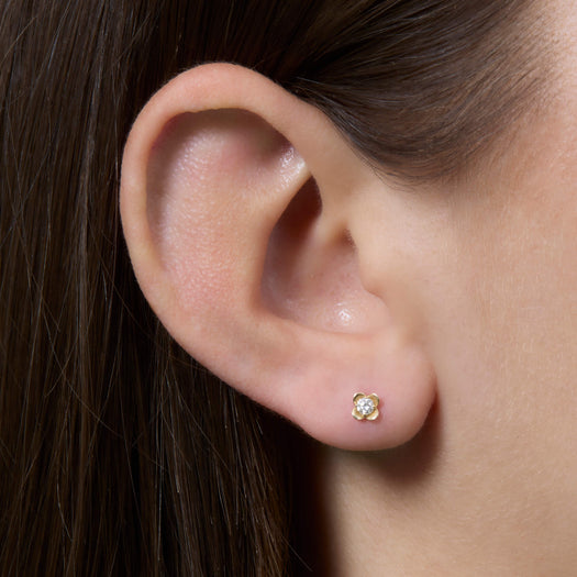 Stone And Strand Mini Clover Diamond Studs
