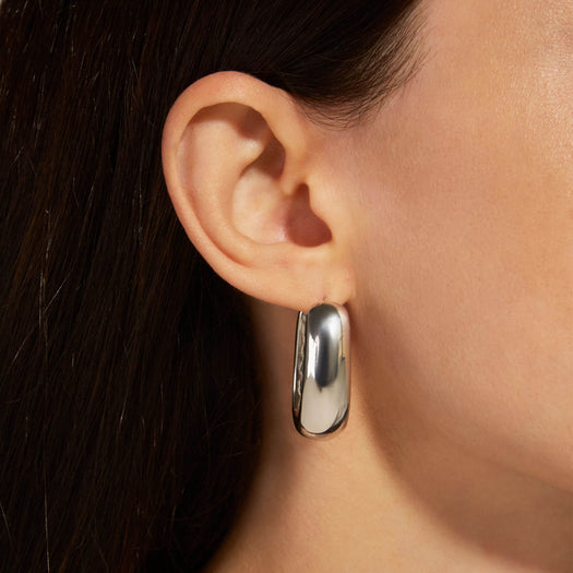 Stone And Strand Oblong Silver Hoops