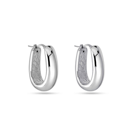 stone and strand Oblong Silver Hoops