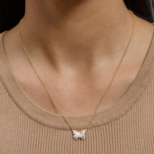 Stone And Strand Pave Diamond Butterfly Necklace