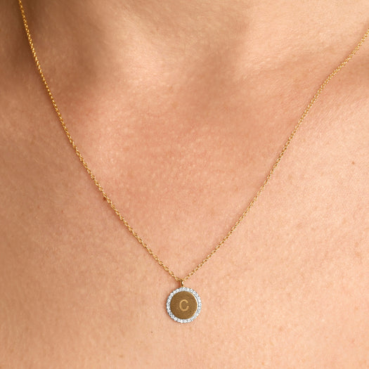 Stone And Strand Pave Diamond Disc Necklace