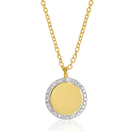 stone and strand Pave Diamond Disc Necklace