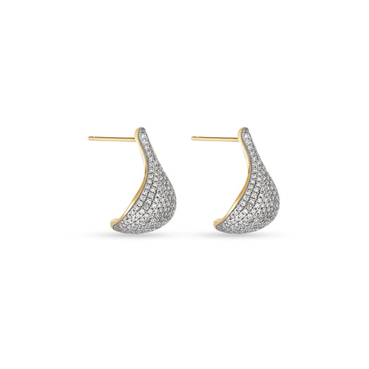 stone and strand Pave Diamond Droplet Studs