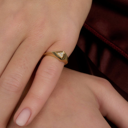 Stone And Strand Pave Shield Signet Ring