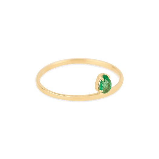 Stone And Strand Pear Cut Emerald Flat Band Ring