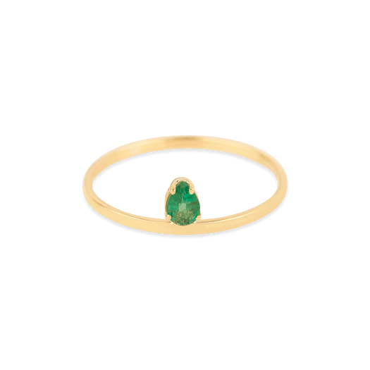 stone and strand Pear Cut Emerald Flat Band Ring