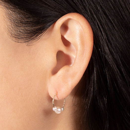 Stone And Strand Pearly Trio Hoops